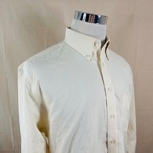 Stafford 16.5 36/37 Athletic Fit Wrinkle Free Oxford Dress Shirt Ivory Men